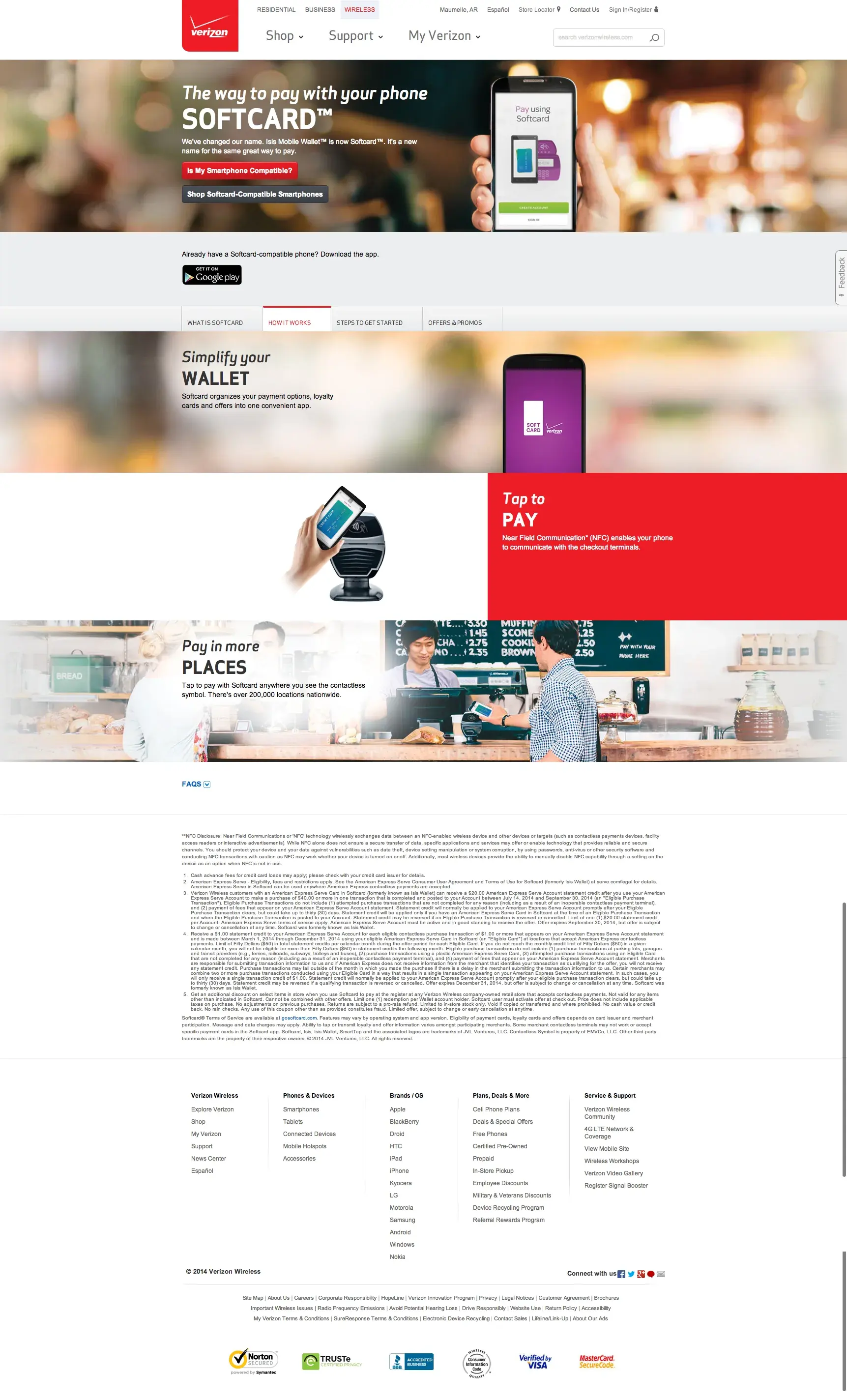 Softcard page two, How it works: simplify your wallet, tap to pay, and pay in more places.